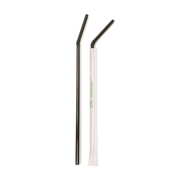 Cannuccia Pla Nera con Snodo Imbustata 24cm-250pz