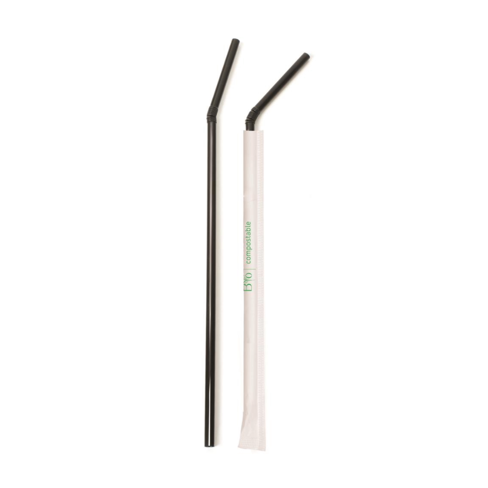 Cannuccia Pla Nera con Snodo Imbustata 24cm-250pz