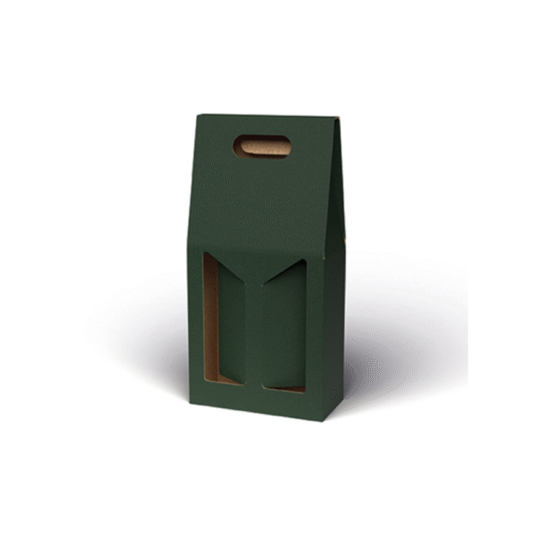 Scatola Portabottiglie Verde con Maniglia – Per 2 o 3 Bottiglie-20pz